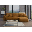 ECKSOFA Rostfarben Cord  - Chromfarben/Rostfarben, KONVENTIONELL, Kunststoff/Textil (293/195cm) - Carryhome