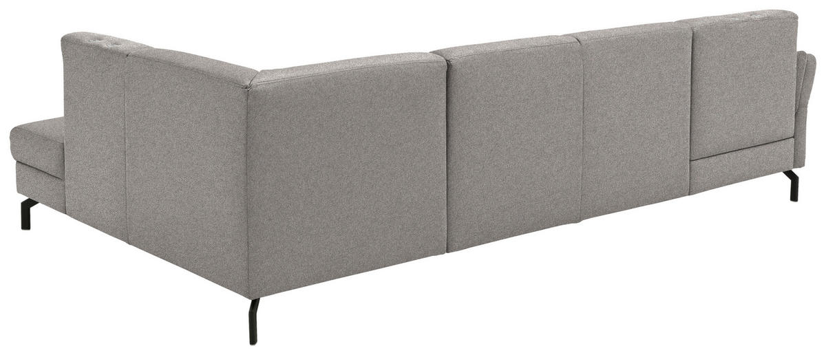 WOHNLANDSCHAFT  in Flachgewebe Graubraun  - Graubraun/Schwarz, KONVENTIONELL, Textil/Metall (170/307/190cm) - Beldomo Comfort