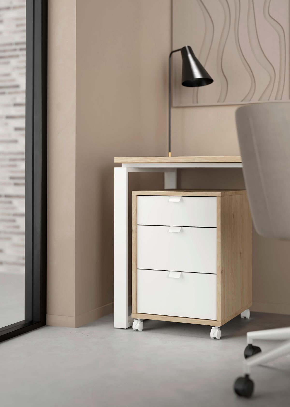 ROLLCONTAINER 40,8/60,8/48,2 cm  - Weiss/Eichefarben, Modern, Holzwerkstoff/Kunststoff (40,8/60,8/48,2cm) - MID.YOU