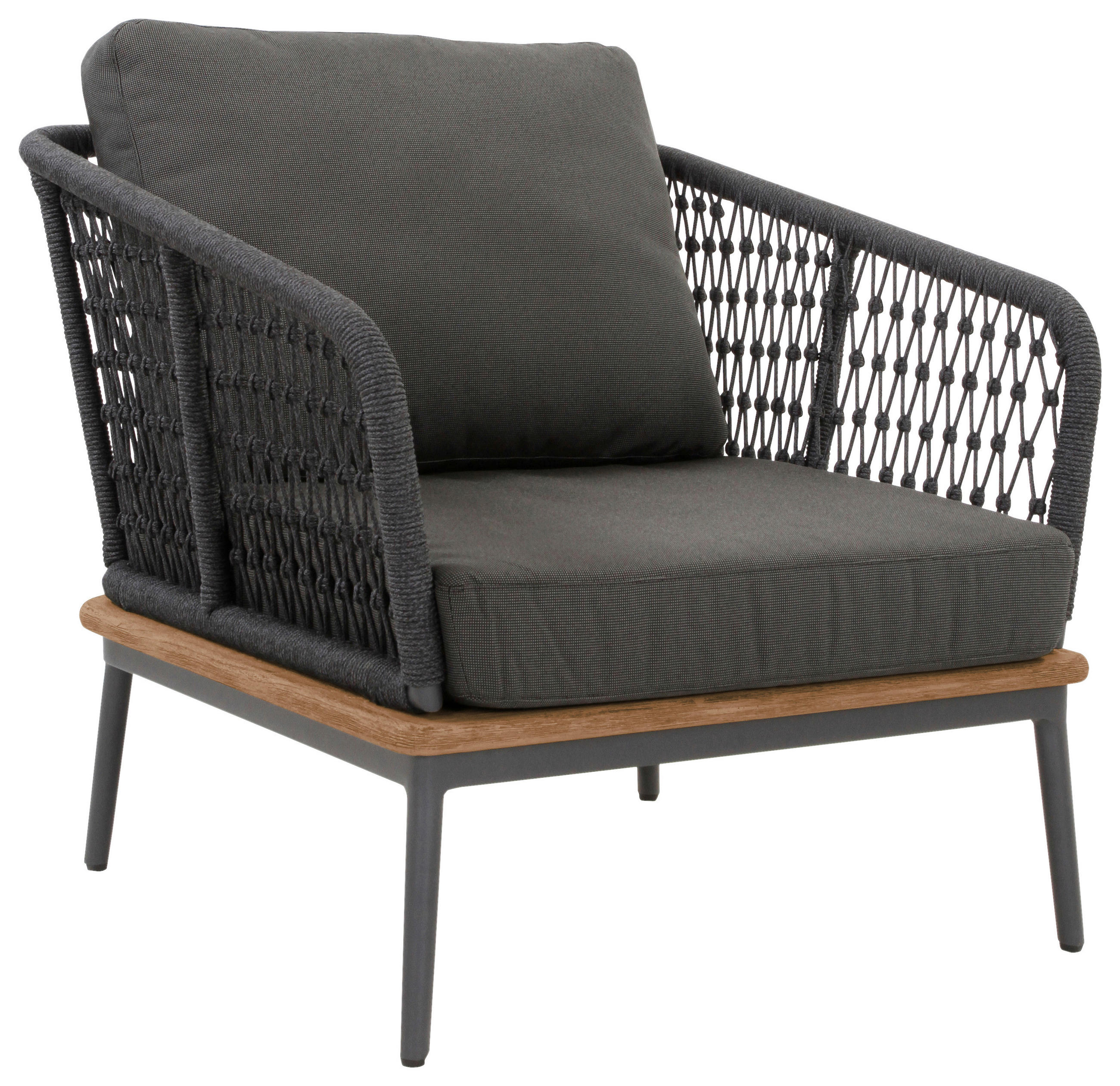 LOUNGESESSEL Anthrazit, Teakfarben Teakholz massiv Aluminium  - Anthrazit/Teakfarben, Basics, Holz/Textil (78/71/82cm)