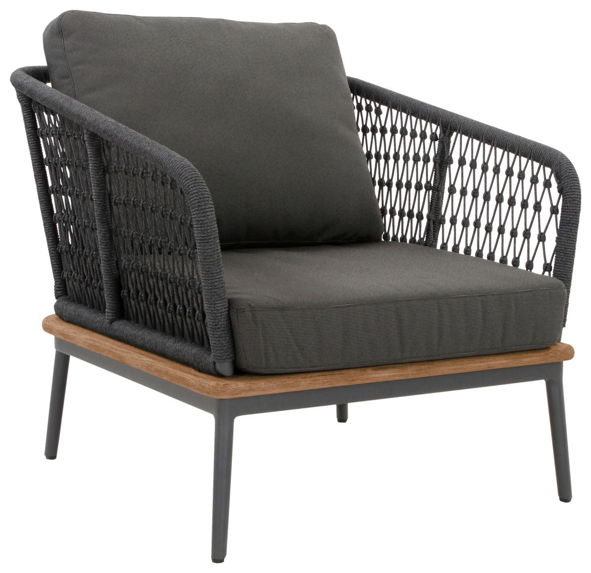 LOUNGESESSEL Anthrazit, Teakfarben Teakholz massiv Aluminium  - Anthrazit/Teakfarben, Basics, Holz/Textil (78/71/82cm)