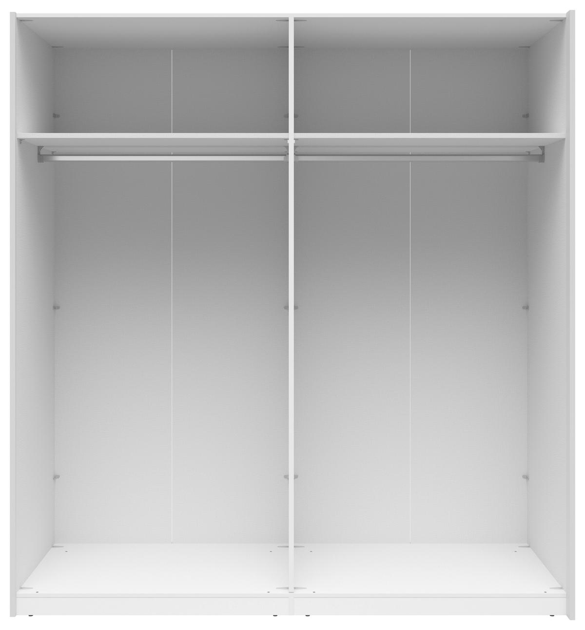 SCHWEBETÜRENSCHRANK 200/216/64 cm 2-türig Weiß  - Silberfarben/Weiß, Basics, Glas/Holzwerkstoff (200/216/64cm) - Boxxx