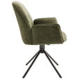 ARMLEHNSTUHL  Sitzfläche 180° drehbar, automatische Rückholfunktion Struktur  - Schwarz/Olivgrün, Design, Textil/Metall (59/88/63cm) - Carryhome