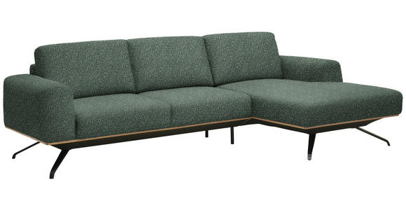 ECKSOFA in Struktur Grün 262/157 cm - Schwarz/Grün, Design, Textil/Metall (262/157cm) - Novel