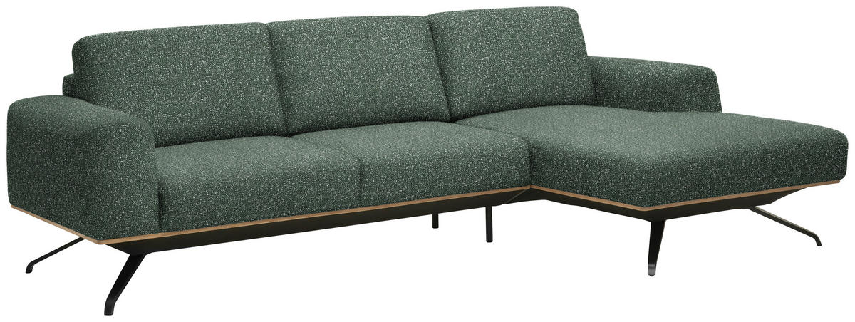 ECKSOFA in Struktur Grün  - Schwarz/Grün, Design, Textil/Metall (262/157cm) - Novel
