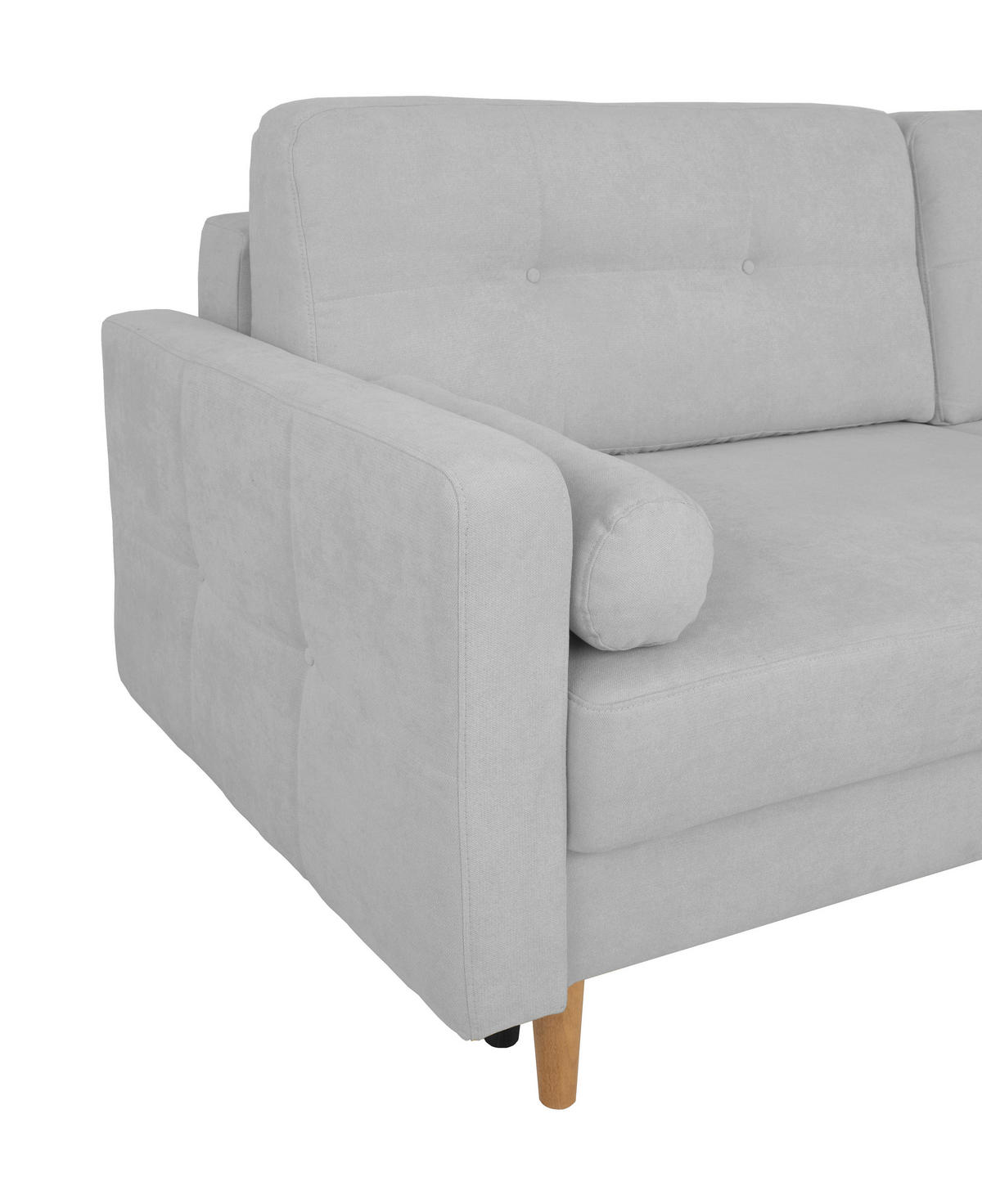 SCHLAFSOFA Noret  mit Rücken echt Hellgrau  - Buchefarben/Hellgrau, Design, Holz/Textil (222/93/99cm) - MID.YOU
