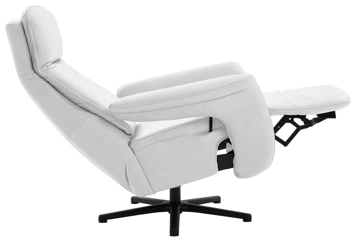 RELAXSESSEL in Leder Weiss  - Weiss/Schwarz, Design, Leder/Metall (83/112/87-174cm) - Valdera