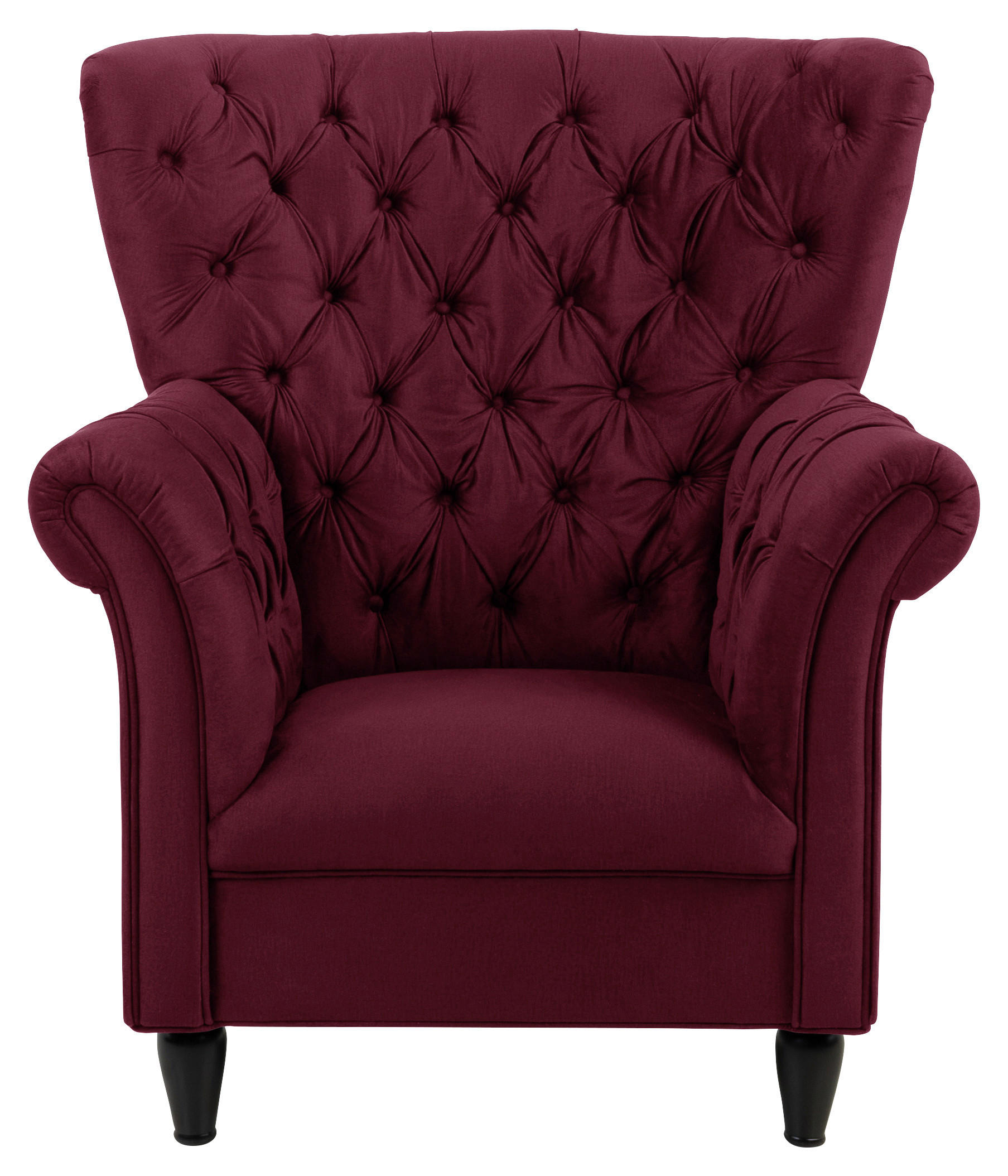 OHRENSESSEL in Velours Rot - Rot/Schwarz, Design, Holz/Textil (96/112/86cm) - MID.YOU