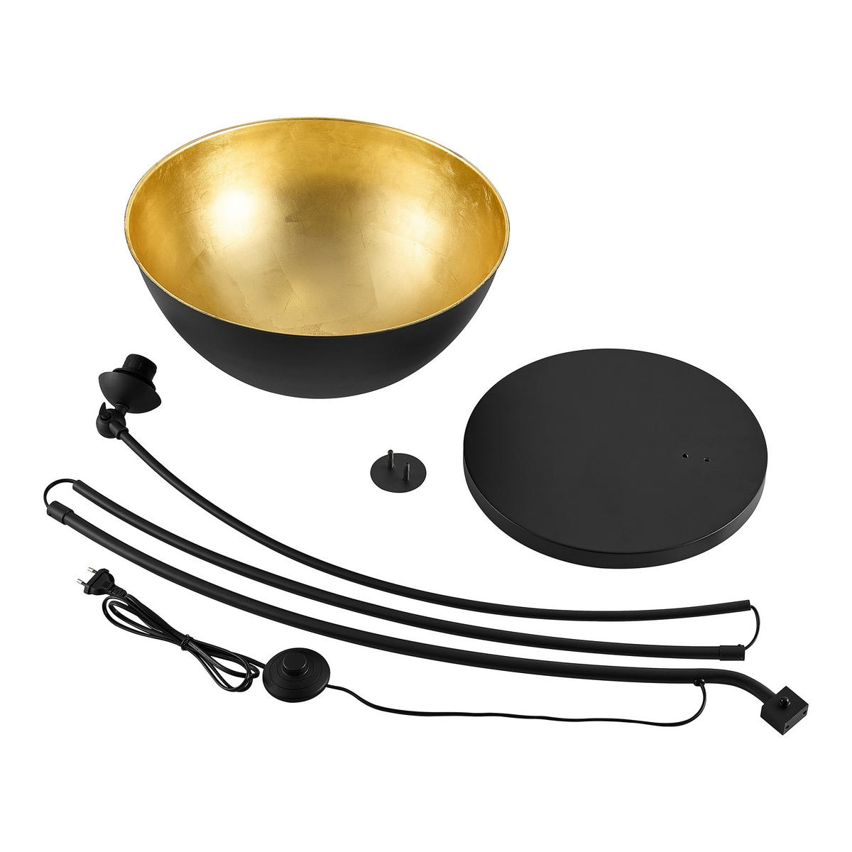 STEHLEUCHTE Aleyna 118/185 cm   - Goldfarben/Schwarz, Design, Metall (118/185cm) - Novel