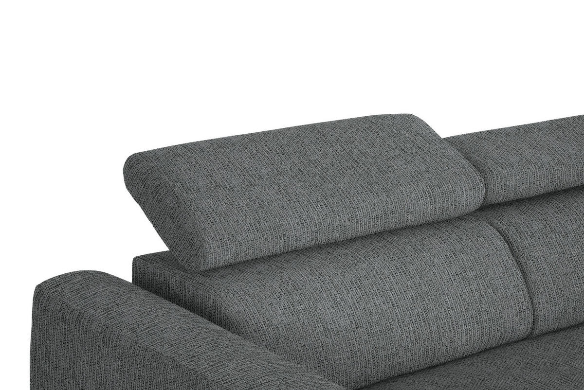 ECKSOFA in Webstoff Dunkelgrau  - Dunkelgrau/Schwarz, Design, Textil/Metall (280/205cm) - MID.YOU