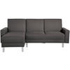 ECKSCHLAFSOFA inkl. Hocker  in Flachgewebe Anthrazit  - Chromfarben/Anthrazit, KONVENTIONELL, Textil/Metall (152/230cm) - Max Winzer