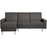ECKSCHLAFSOFA inkl. Hocker  in Flachgewebe Anthrazit  - Chromfarben/Anthrazit, KONVENTIONELL, Textil/Metall (152/230cm) - Max Winzer