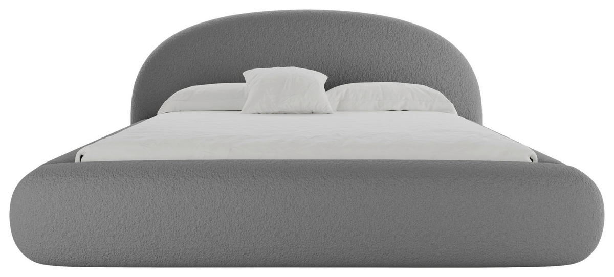 POLSTERBETT 180/200 cm,  in Dunkelgrau, gepolstertes Kopfteil, Lattenrost, Bettkasten,  - Dunkelgrau/Schwarz, Design, Holz/Textil (180/200cm) - Chameo