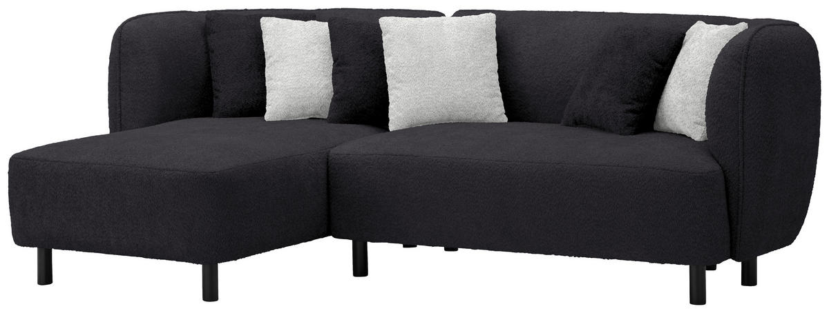 ECKSOFA in Chenille Graphitfarben  236/148 cm  - Hellgrau/Schwarz, Design, Holz/Textil (236/148cm) - Lomoco