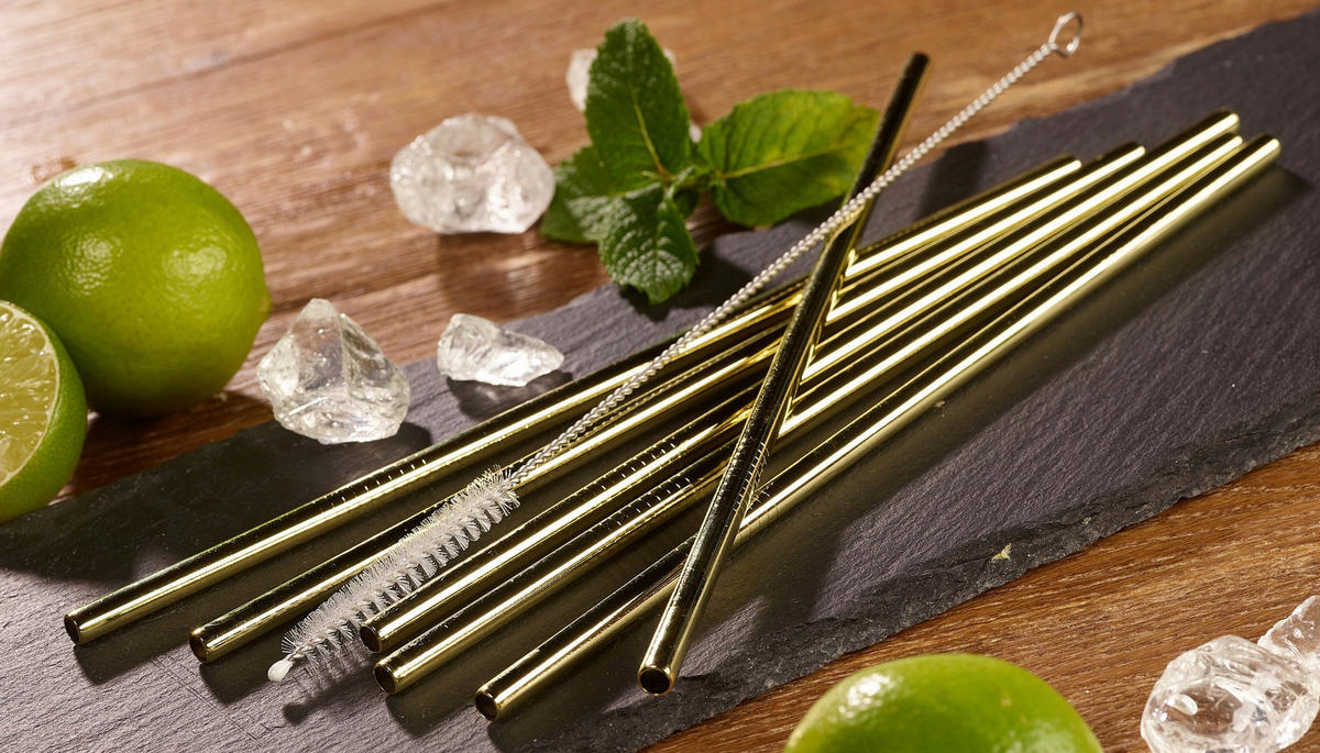 SUGRÖRSSET - guldfärgad, Basics, metall (12cm) - Echtwerk