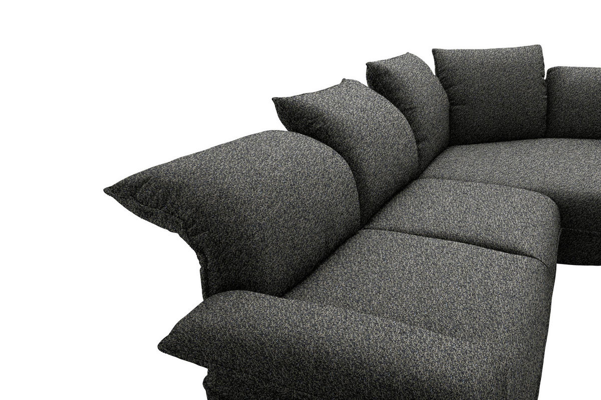 ECKSOFA  in Chenille Blaugrau  343/154 cm  - Blaugrau/Schwarz, Design, Kunststoff/Textil (343/154cm) - Koinor