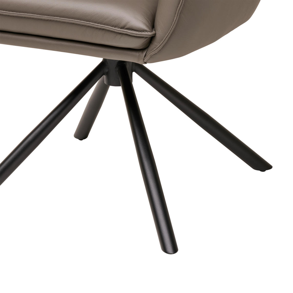 Armlehnstuhl Leder Grau  Sitzfläche 360° drehbar, automatische Rückholfunktion  Echtleder  Grau  - Schwarz/Grau, MODERN, Leder/Metall (64/90,5/64,5cm) - Livetastic