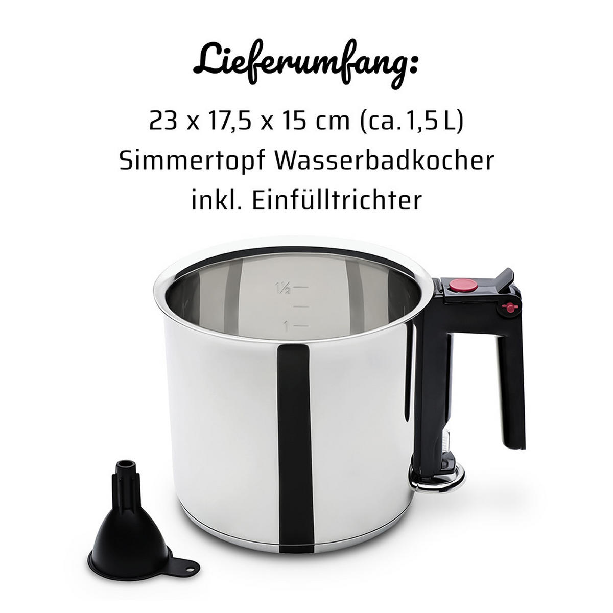 KOCHTOPF Wasserbadkocher 1,5 l  - Edelstahlfarben, Basics, Metall (16cm) - GSW