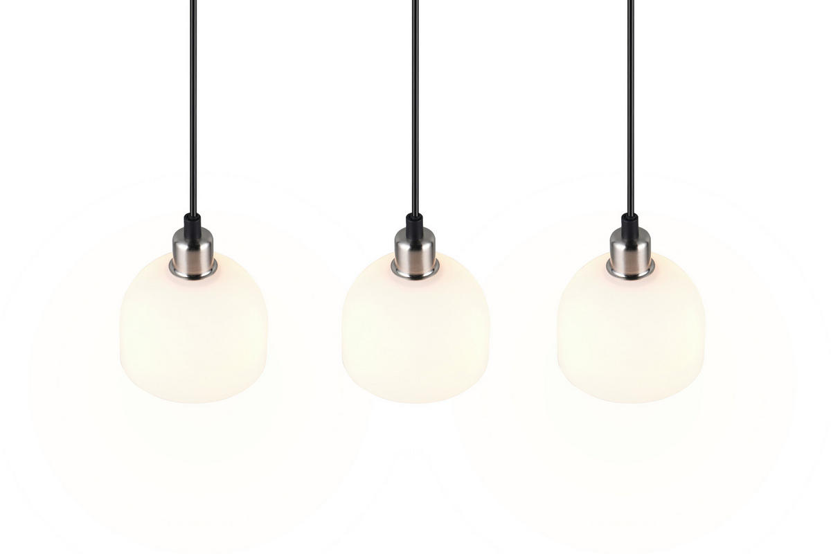 PENDELLEUCHTE  60,0/150,0/12,0 cm   - Weiss/Nickelfarben, Basics, Glas/Metall (60,0/150,0/12,0cm)