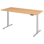 SCHREIBTISCH 180/80/64,5-129,5 cm  in Silberfarben, Buchefarben  - Silberfarben/Buchefarben, KONVENTIONELL, Holzwerkstoff/Metall (180/80/64,5-129,5cm) - Venda