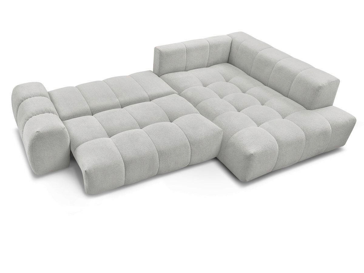 ECKSCHLAFSOFA EVEREST  mit Rücken echt, Armteil links, Armteil rechts Flachgewebe Hellgrau  - Hellgrau/Schwarz, MODERN, Kunststoff/Textil (320/212cm)