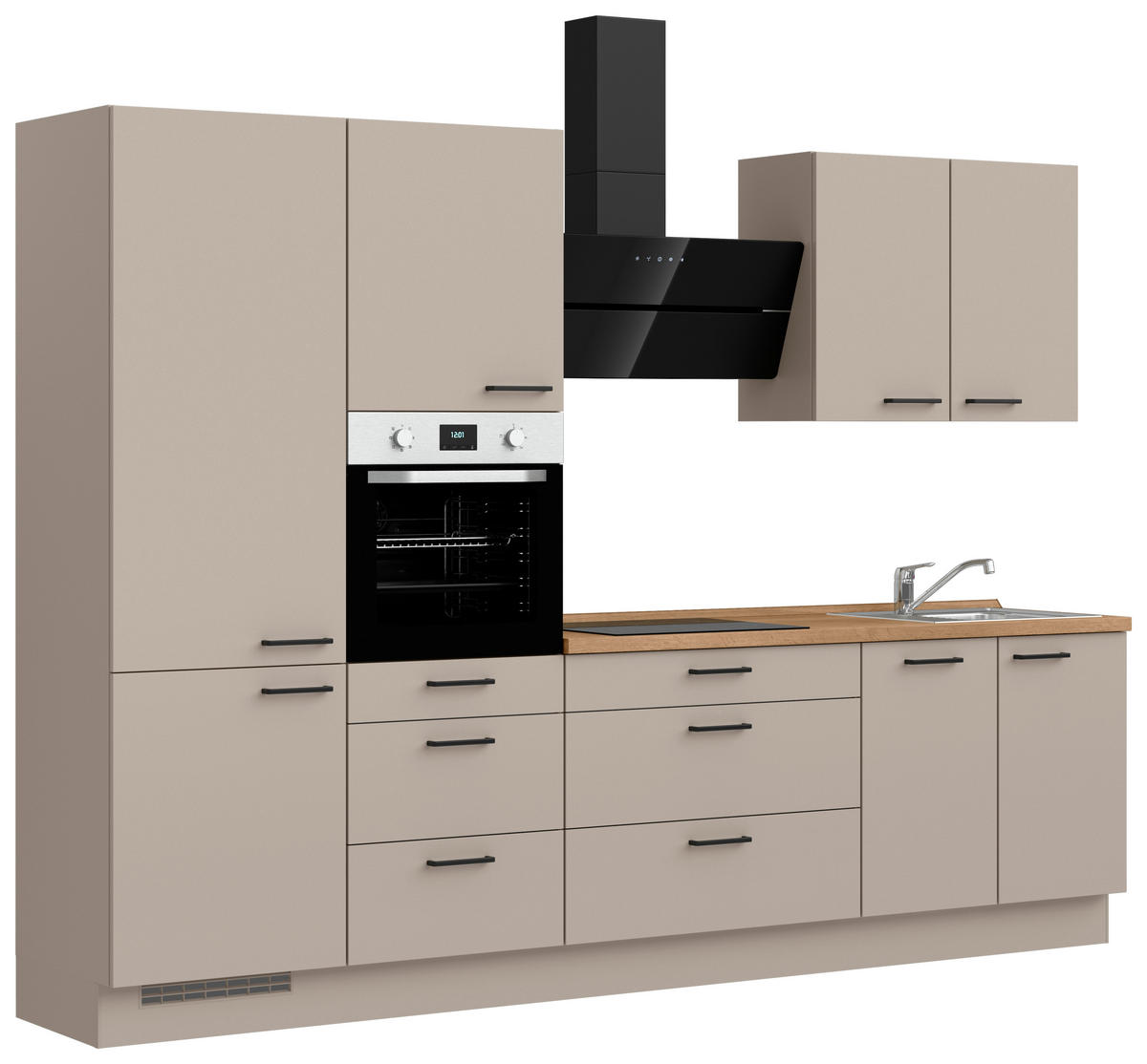 KÜCHENBLOCK Easytouch 300 cm  in Eichefarben, Sandfarben  - Sandfarben/Eichefarben, MODERN, Holzwerkstoff/Metall (300cm) - Nobilia