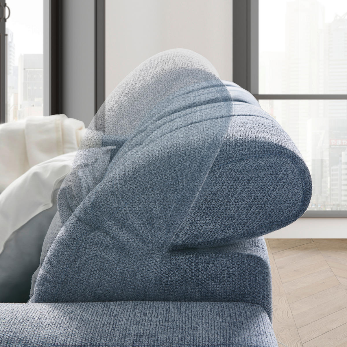 ECKSOFA in Webstoff Blau  - Chromfarben/Blau, Design, Textil/Metall (187/260cm) - Xora