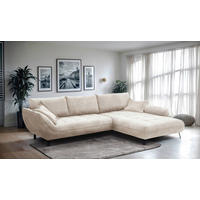 ECKSOFA in Struktur Beige  - Beige/Schwarz, Design, Textil/Metall (324/205cm) - Livetastic