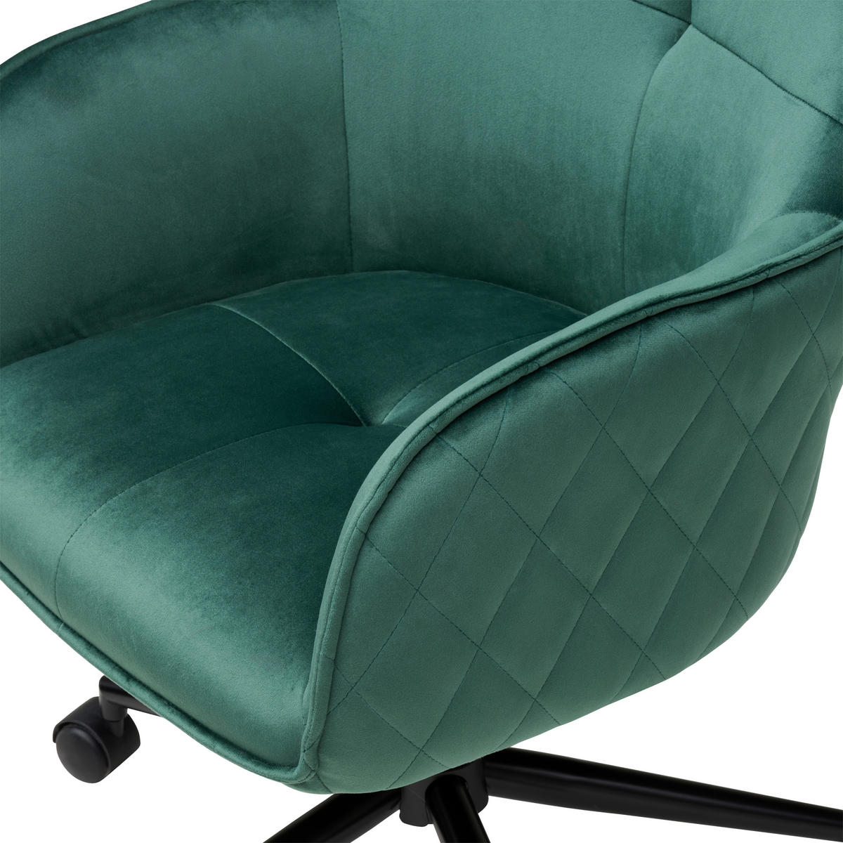 DREHSTUHL Samt Grün, Schwarz  - Schwarz/Grün, MODERN, Kunststoff/Textil (58/82/90/62cm) - MID.YOU