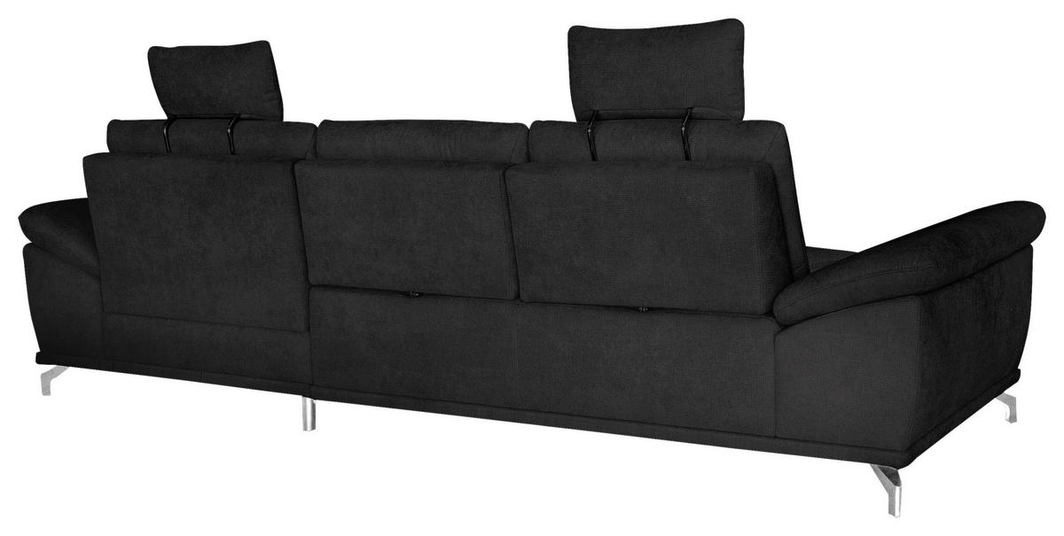 ECKSOFA Flachgewebe Schwarz  - Silberfarben/Schwarz, Konventionell, Textil/Metall (301/176cm) - Sit & More