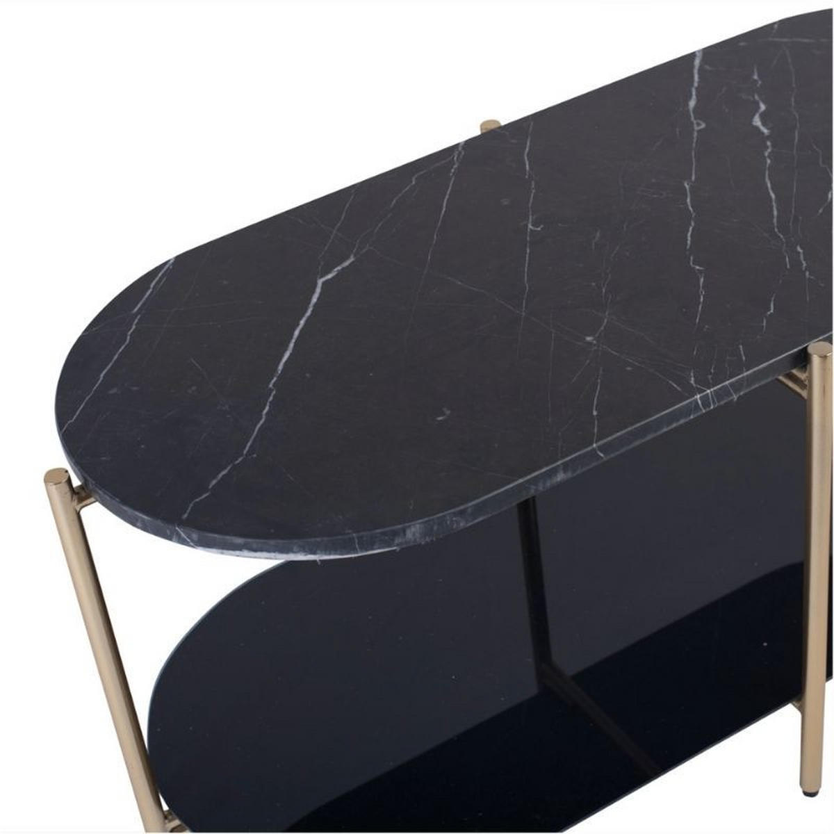 POMOĆNI STOLIĆ crna, zlatne boje  metal, prirodni materijali   - zlatne boje/crna, Basics, kamen/metal (101cm)