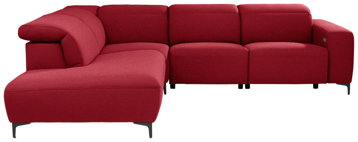 ECKSOFA Rot Flachgewebe  - Rot/Schwarz, Design, Textil/Metall (238/290cm) - Pure Home Lifestyle