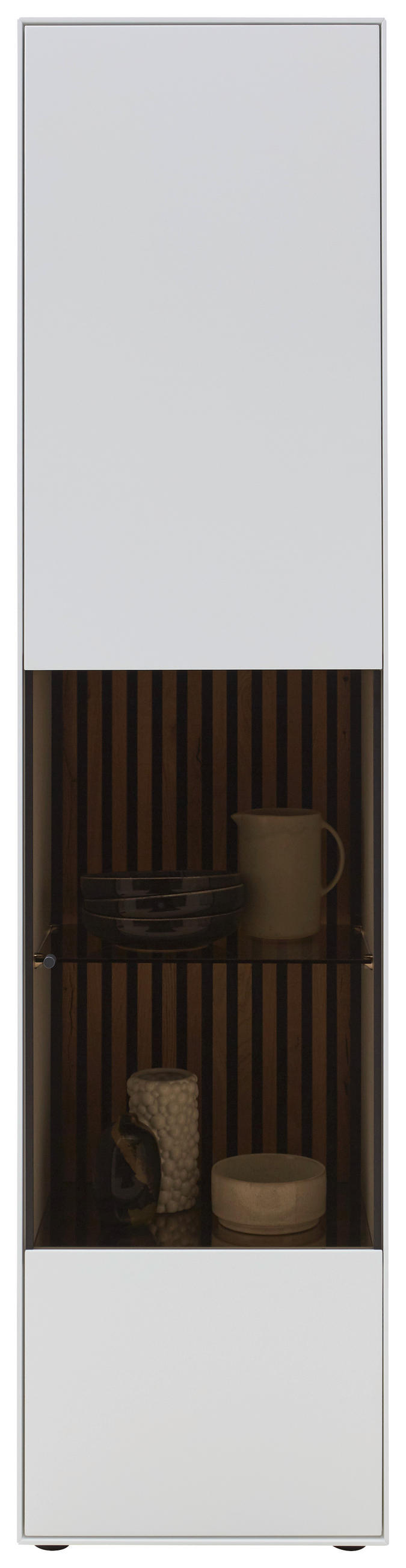 VITRINE Weiss, Eichefarben  49/205/39 cm  - Weiss/Eichefarben, Design, Glas/Holz (49/205/39cm) - Johann Jakob