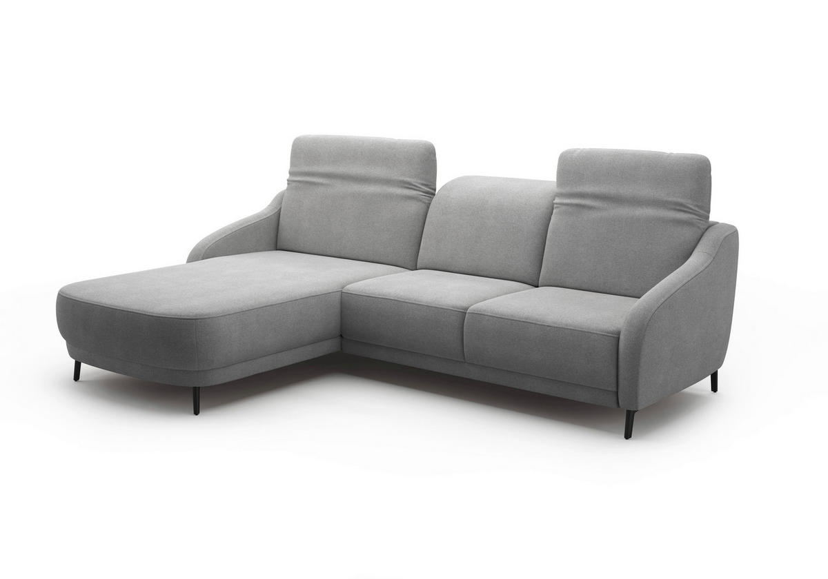 ECKSOFA BLUES V Grau Mikrofaser  - Schwarz/Grau, MODERN, Textil/Metall (191/271cm) - Sit & More