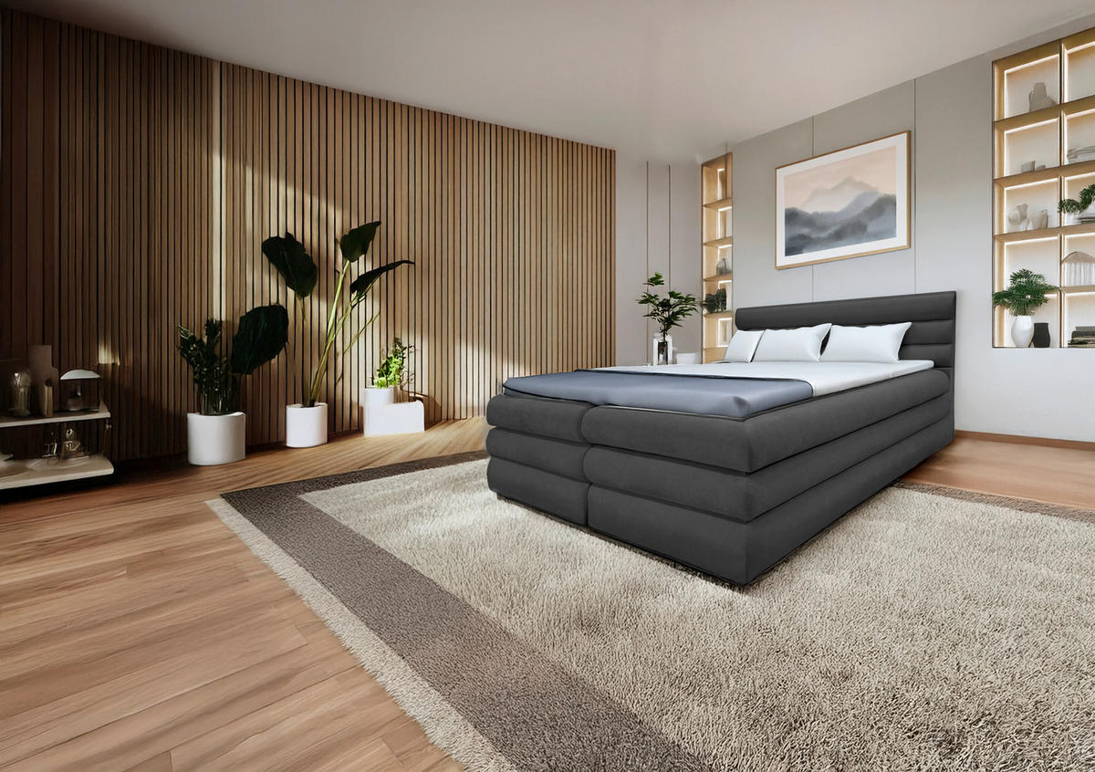 BOXBETT 180/200 cm  in Graphitfarben  - Graphitfarben, MODERN, Textil (180/200cm) - Livetastic
