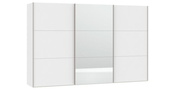 SCHWEBETÜRENSCHRANK in Weiß - Edelstahlfarben/Weiß, Design, Glas/Holzwerkstoff (303/195/65cm) - Carryhome