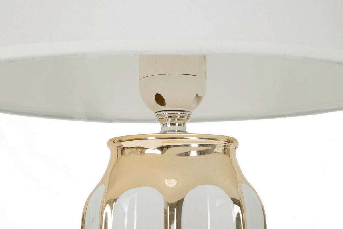 TISCHLEUCHTE - Goldfarben/Weiß, Basics, Keramik/Textil (25/40.5/25cm)