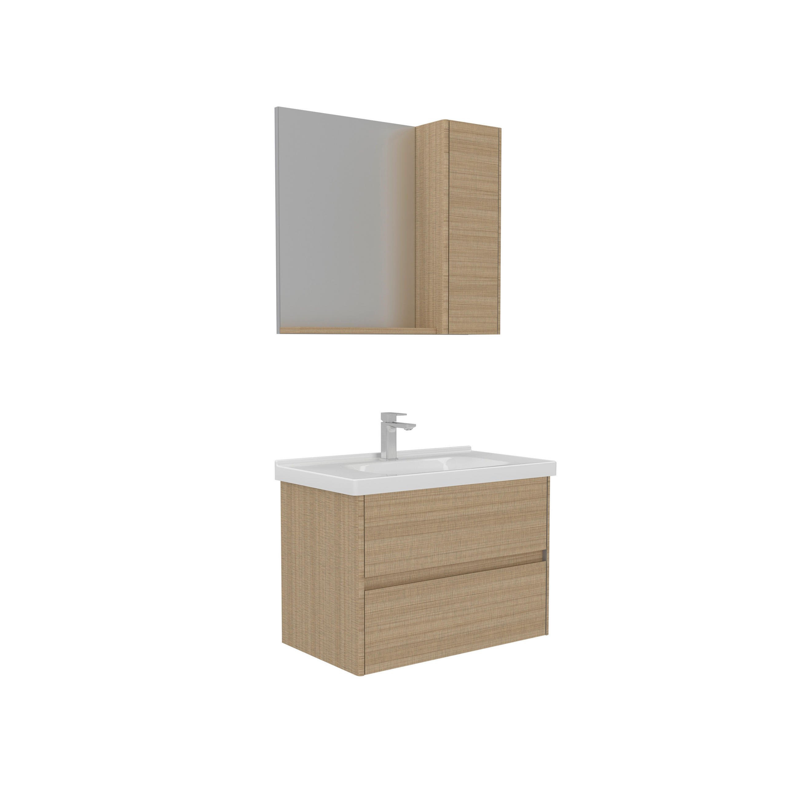 BADEZIMMER 3-teilig  in  - Eichefarben/Weiß Hochglanz, MODERN, Glas/Keramik (80/119/45cm) - MID.YOU