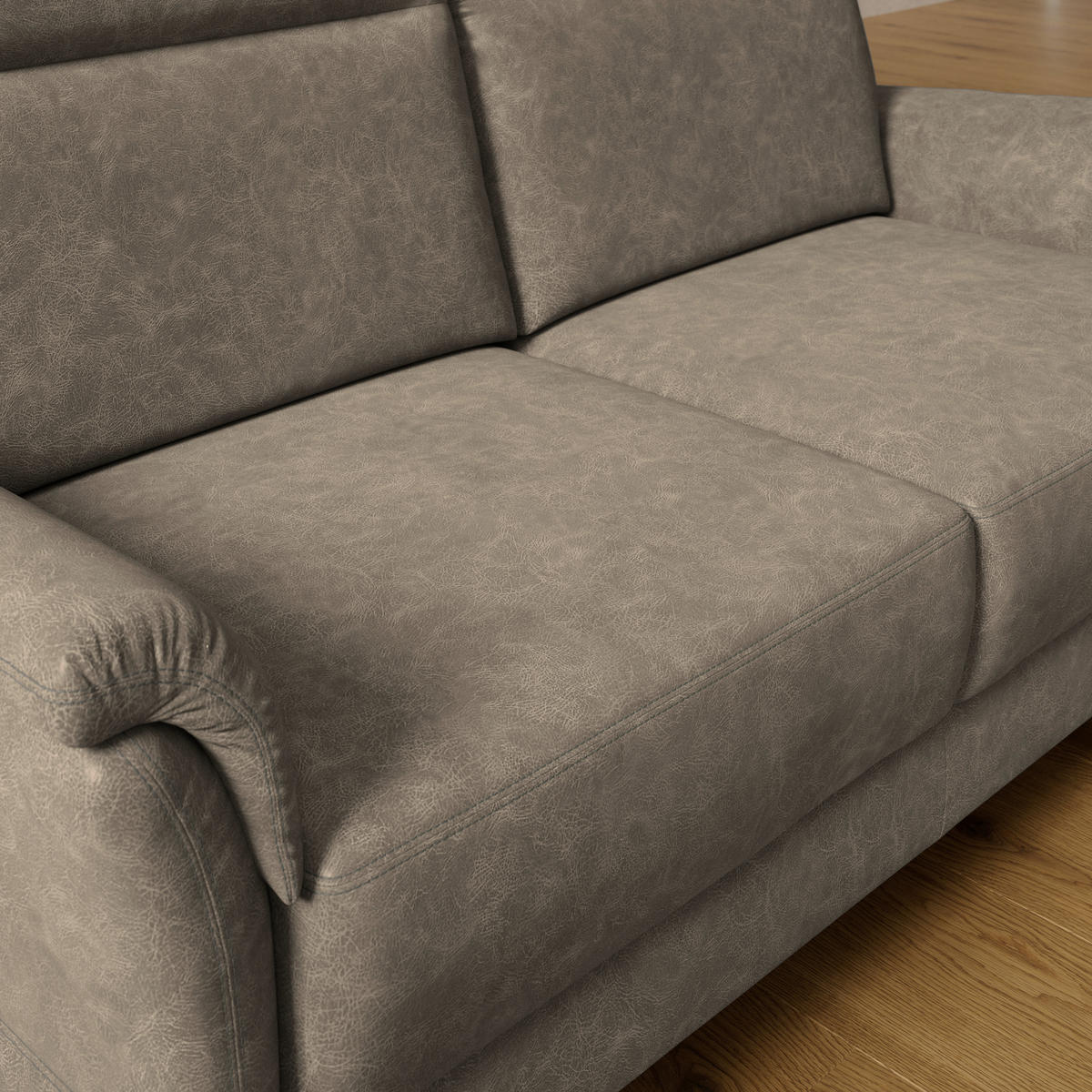 2,5-SITZER Mikrofaser Graubraun  - Graubraun/Schwarz, Konventionell, Kunststoff/Textil (170/99/91cm) - Elegando