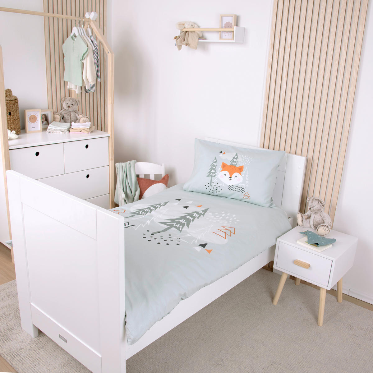 BABYBETTWÄSCHE Nordic Forest Renforcé 100/135 cm  - Mintgrün, Textil (100/135cm) - baby best
