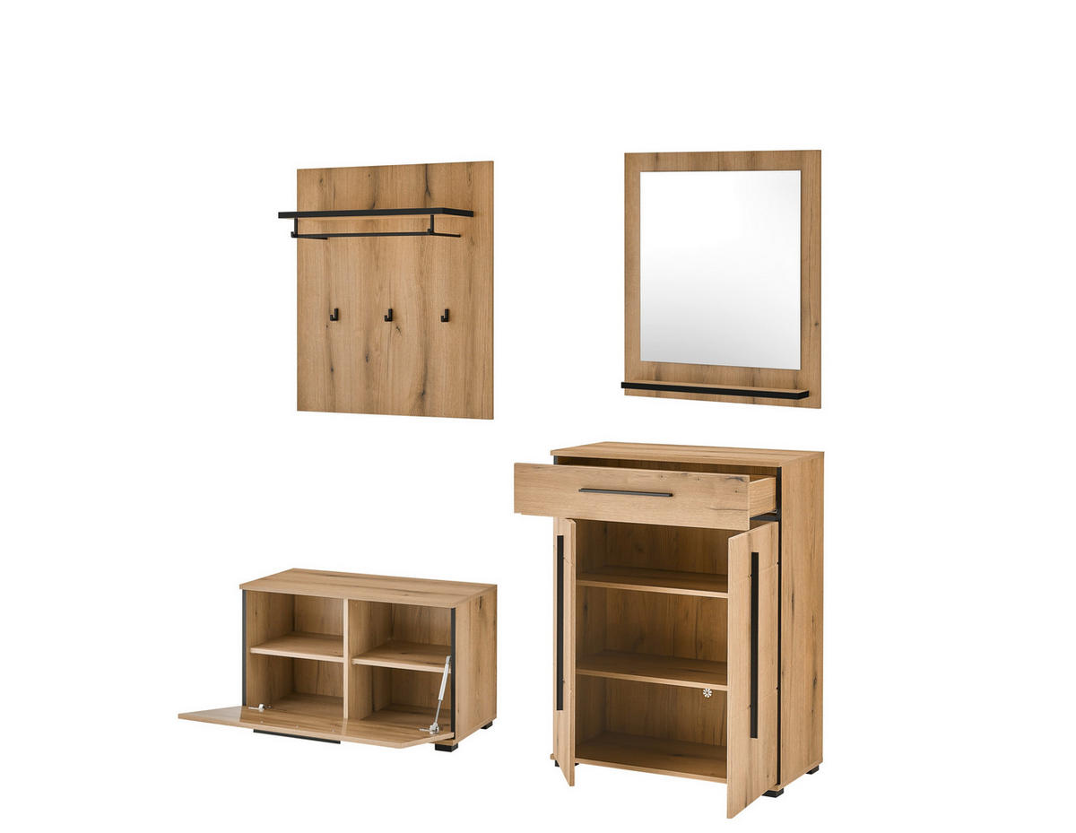 GARDEROBE 5-teilig  in 170/200/39 cm  - Eichefarben, MODERN, Holzwerkstoff (170/200/39cm) - MID.YOU
