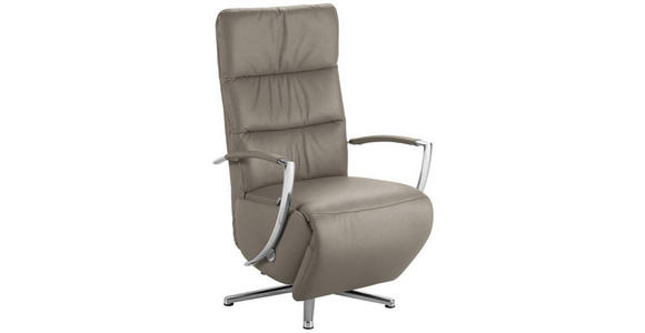 RELAXSESSEL in Leder Graubraun  - Chromfarben/Graubraun, Design, Leder/Metall (64/112/80cm) - Cantus