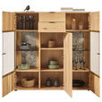 HIGHBOARD Wildeiche  136,9/138,3/37,1 cm  - Wildeiche/Schwarz, Natur, Glas/Holz (136,9/138,3/37,1cm) - Valnatura