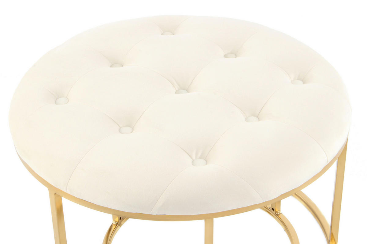 HOCKERSET Goldfarben, Beige  - Beige/Goldfarben, Design, Textil/Metall (40/60/32/41/40/60cm) - Kayoom