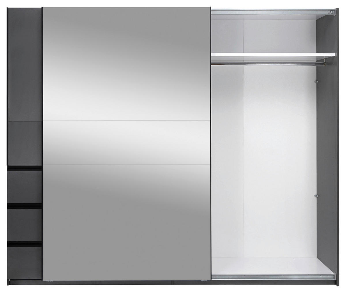 SCHIEBETÜRENSCHRANK 250/205/61,5 cm 2-türig Graphitfarben  - Graphitfarben/Schwarz, MODERN, Holzwerkstoff/Metall (250/205/61,5cm) - MID.YOU