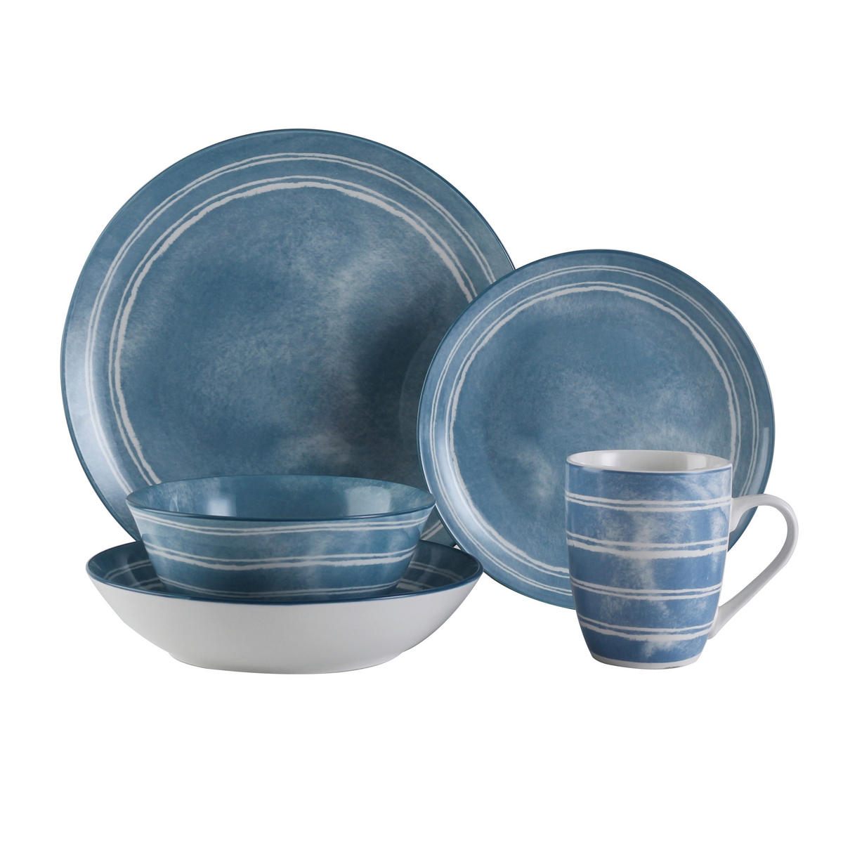 KOMBINOVANÝ SERVIS 30-dielne, porcelán keramika  - modrá/zelená, Lifestyle, keramika - Landscape