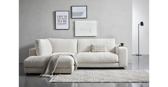 ECKSOFA  in Cord Weiß  224/265 cm  - Schwarz/Weiß, Design, Kunststoff/Textil (224/265cm) - Hom`in