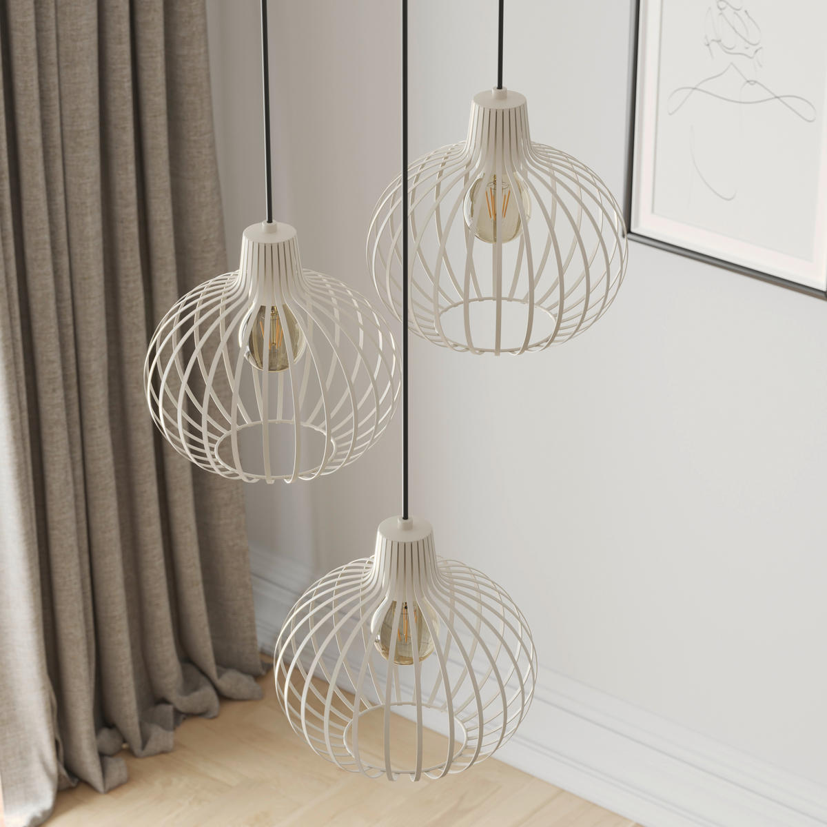 HÄNGELEUCHTE MATEO 50/120 cm   - Creme, Basics, Metall (50/120cm) - Globo