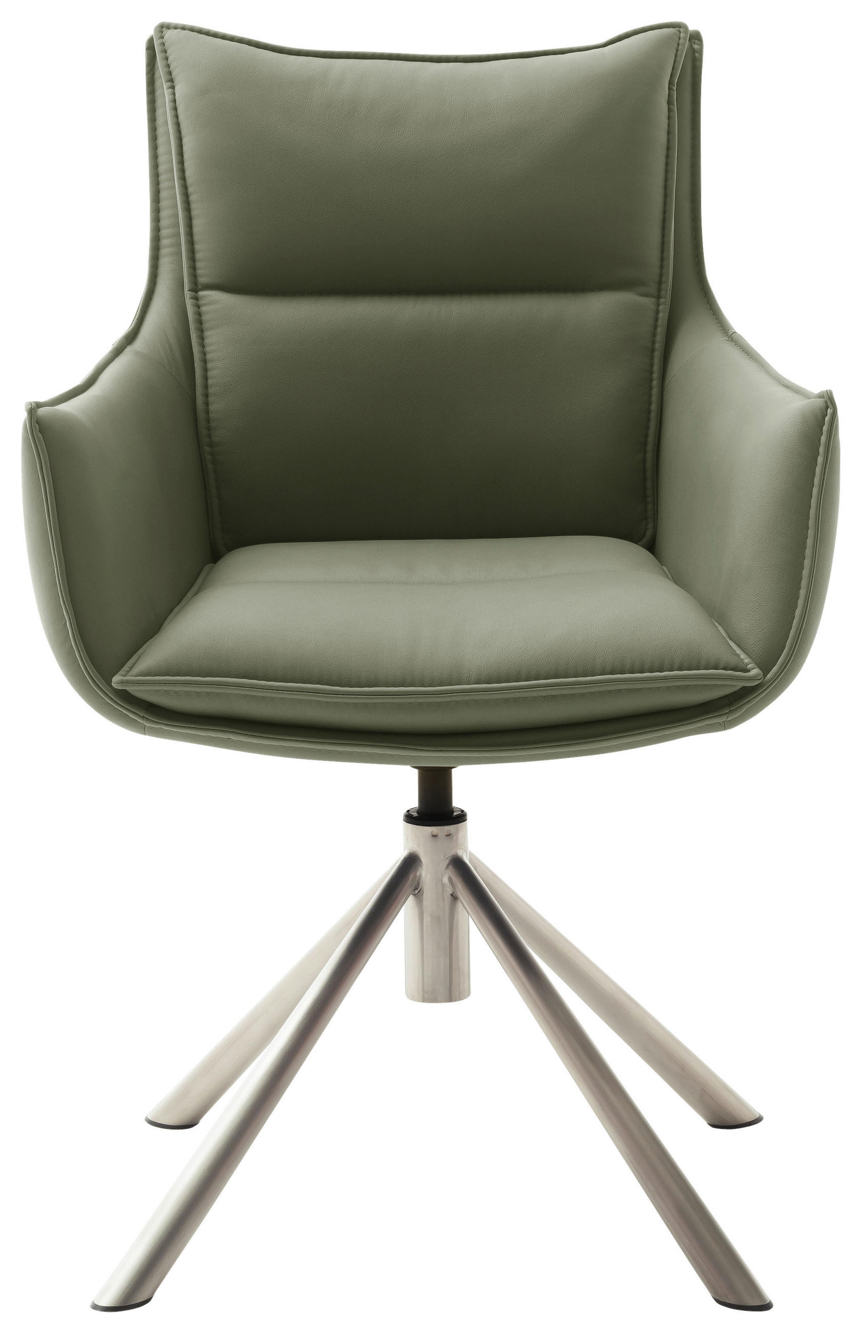 STOLICA SA RUKONASLONOM  boja nerđajućeg čelika, maslinasto zelena       - boja nerđajućeg čelika/maslinasto zelena, Dizajnerski, metal/tekstil (60/90/65cm) - Novel