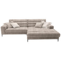 ECKSOFA Flachgewebe Taupe  - Taupe/Schwarz, Design, Textil/Metall (296/207cm) - Dieter Knoll